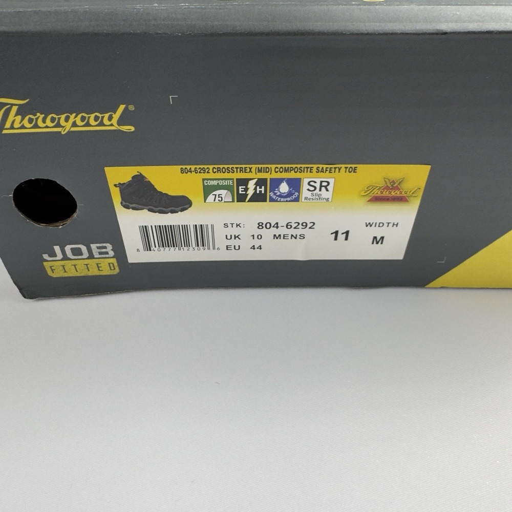 Thorogood Mens Composite Toe Waterproof Hiker Work Boot Black Size 11 Width Med - Picture 8 of 9
